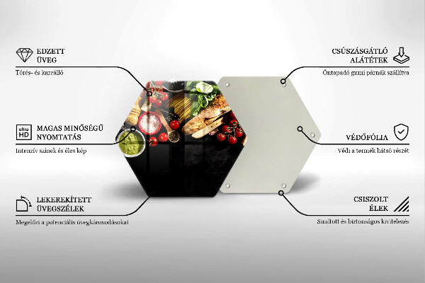 Skärbräda glas sexhörning Italienska ingredienser och kryddor