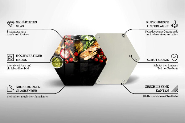 Skärbräda glas sexhörning Italienska ingredienser och kryddor