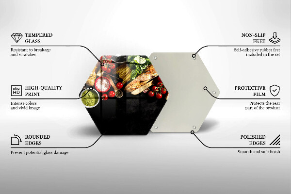 Skärbräda glas sexhörning Italienska ingredienser och kryddor