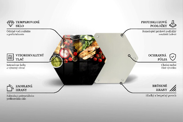 Skärbräda glas sexhörning Italienska ingredienser och kryddor