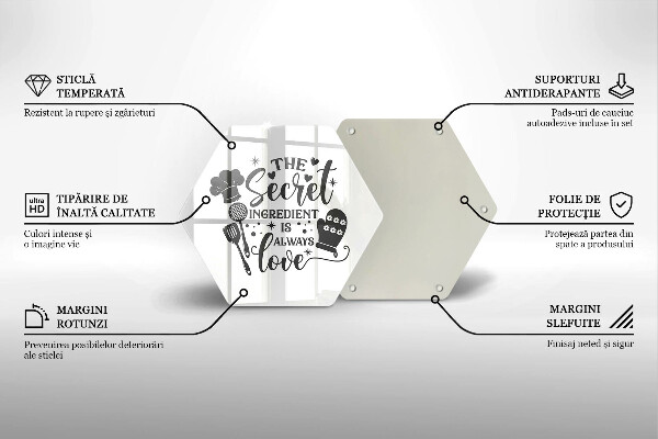 Skärbräda glas sexhörning Inskrift mening
