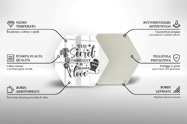 Skärbräda glas sexhörning Inskrift mening