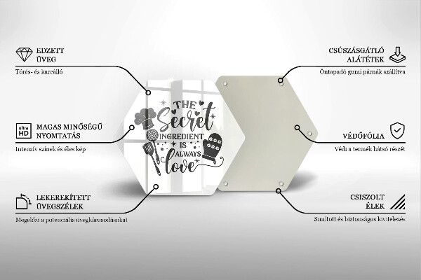 Skärbräda glas sexhörning Inskrift mening