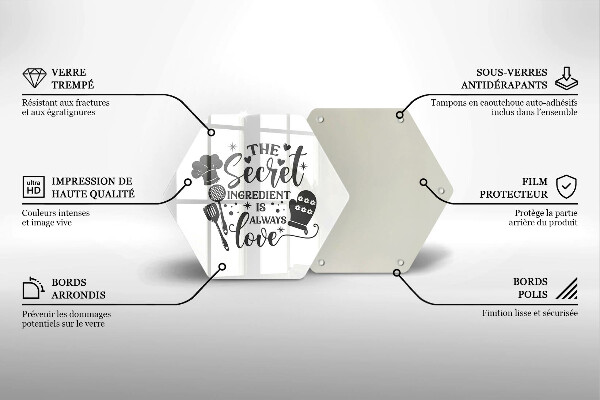 Skärbräda glas sexhörning Inskrift mening