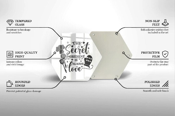 Skärbräda glas sexhörning Inskrift mening