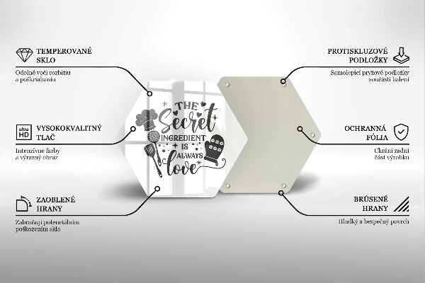 Skärbräda glas sexhörning Inskrift mening