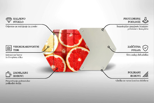 Skärbräda glas sexhörning Grapefruktskivor