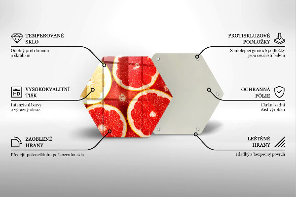 Skärbräda glas sexhörning Grapefruktskivor