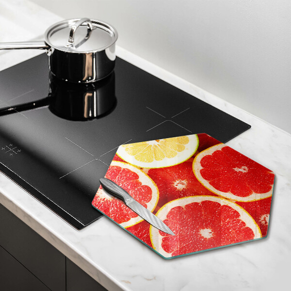 Skärbräda glas sexhörning Grapefruktskivor