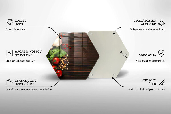 Skärbräda glas sexhörning Grönsaker på bordet