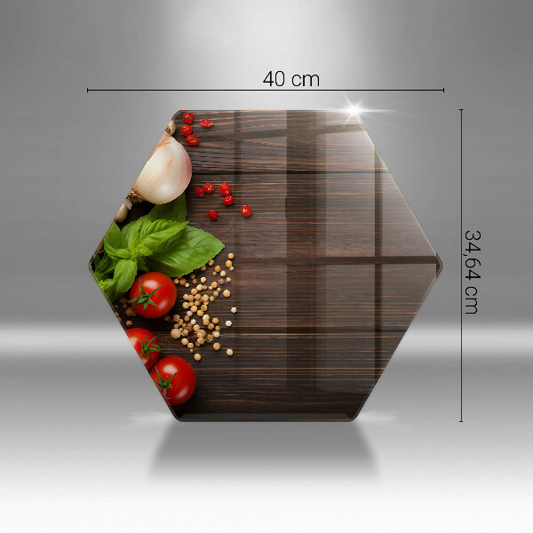 Skärbräda glas sexhörning Grönsaker på bordet