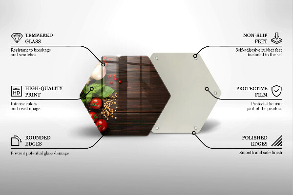 Skärbräda glas sexhörning Grönsaker på bordet