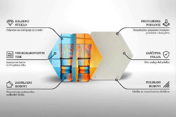 Skärbräda glas sexhörning Två glas vatten