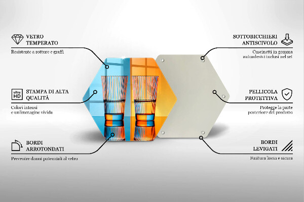 Skärbräda glas sexhörning Två glas vatten