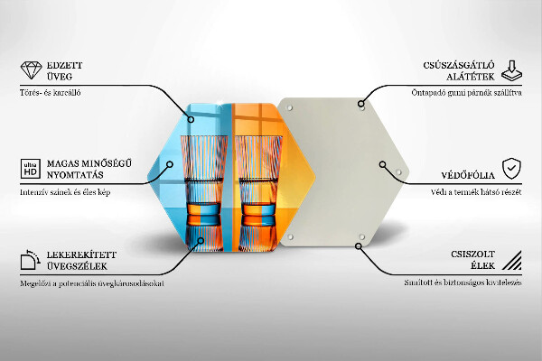 Skärbräda glas sexhörning Två glas vatten