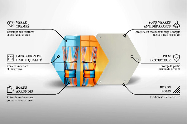 Skärbräda glas sexhörning Två glas vatten