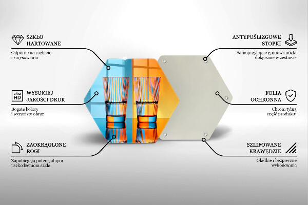 Skärbräda glas sexhörning Två glas vatten
