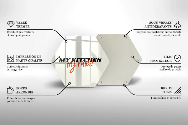Skärbräda glas sexhörning Inskriptionen Mitt kök mina regler