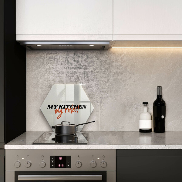 Skärbräda glas sexhörning Inskriptionen Mitt kök mina regler