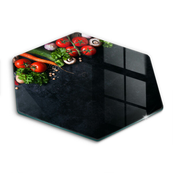 Skärbräda glas sexhörning Färgglada grönsaker