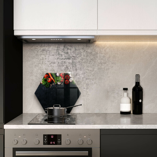 Skärbräda glas sexhörning Färgglada grönsaker