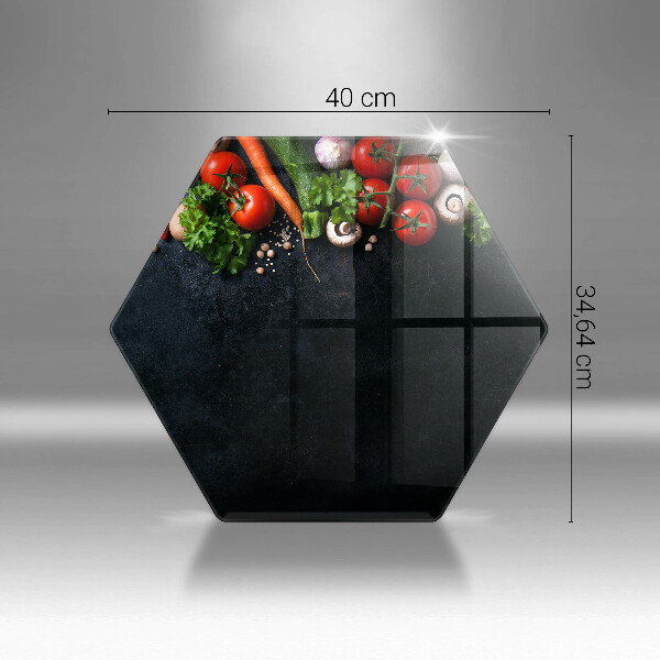 Skärbräda glas sexhörning Färgglada grönsaker