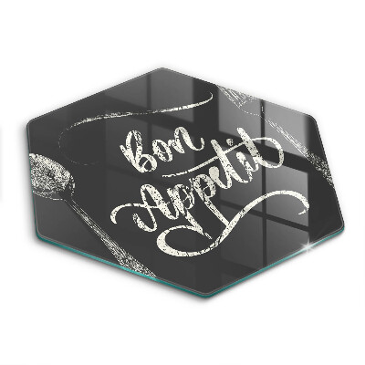 Skärbräda glas sexhörning Bon Appetit inskription