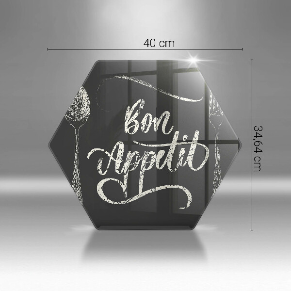 Skärbräda glas sexhörning Bon Appetit inskription