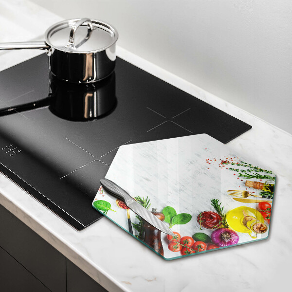 Skärbräda glas sexhörning Grönsaker och kryddor