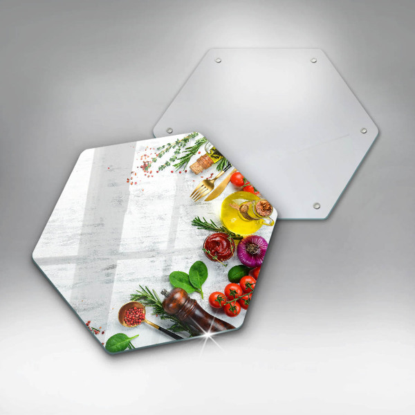 Skärbräda glas sexhörning Grönsaker och kryddor