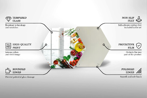 Skärbräda glas sexhörning Grönsaker och kryddor