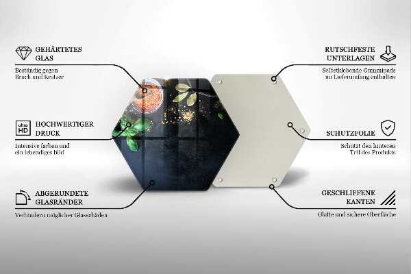 Skärbräda glas sexhörning Skålar med kryddor