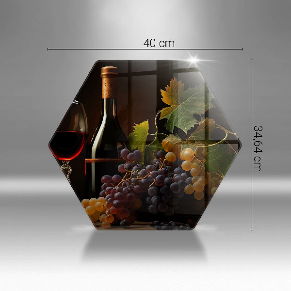 Skärbräda glas sexhörning Glas vin och druvor