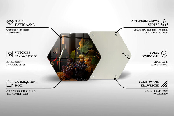 Skärbräda glas sexhörning Glas vin och druvor