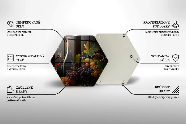 Skärbräda glas sexhörning Glas vin och druvor