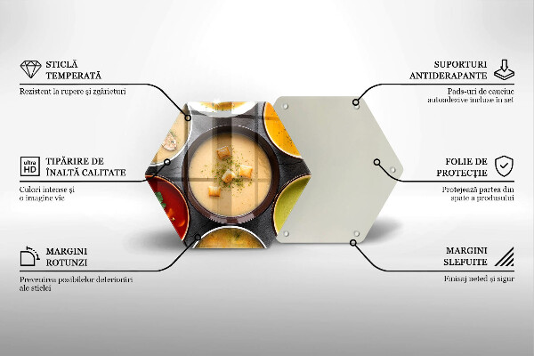Skärbräda glas sexhörning Färgglada soppor