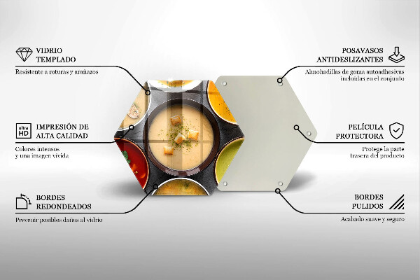 Skärbräda glas sexhörning Färgglada soppor
