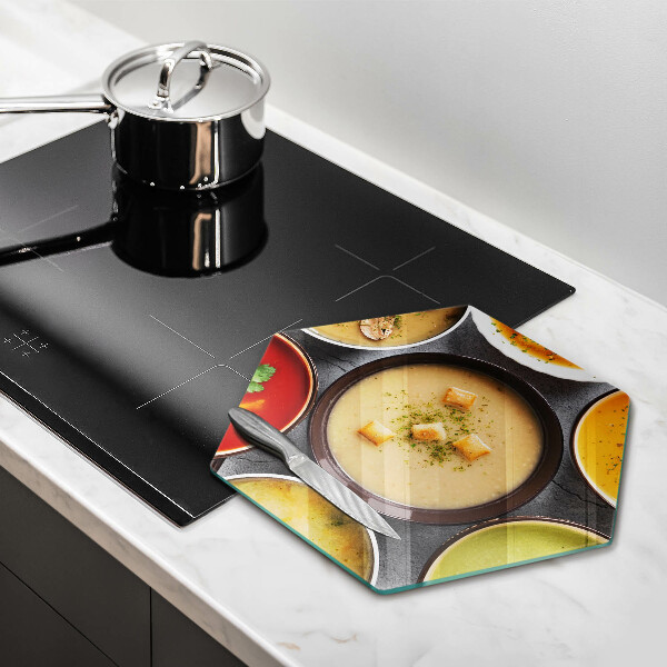 Skärbräda glas sexhörning Färgglada soppor