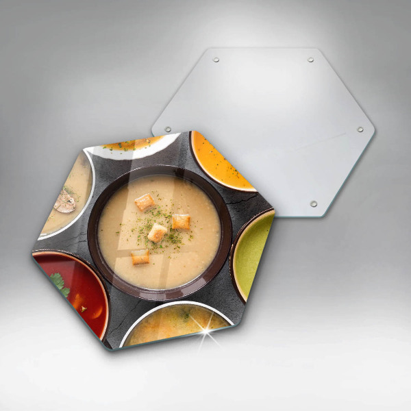 Skärbräda glas sexhörning Färgglada soppor