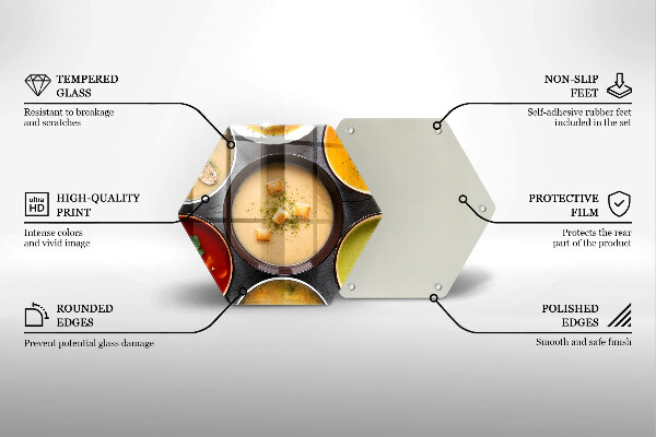 Skärbräda glas sexhörning Färgglada soppor