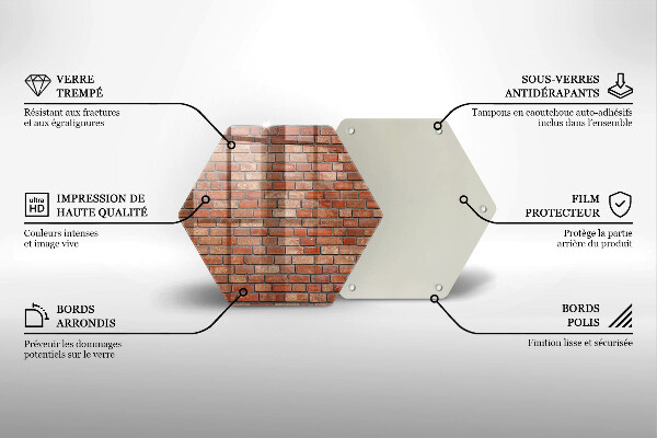 Skärbräda glas sexhörning Tegelvägg