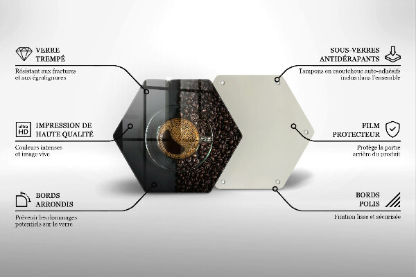 Skärbräda glas sexhörning Kaffe och bönor