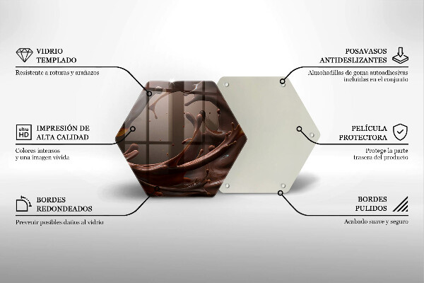 Skärbräda glas sexhörning Flytande choklad