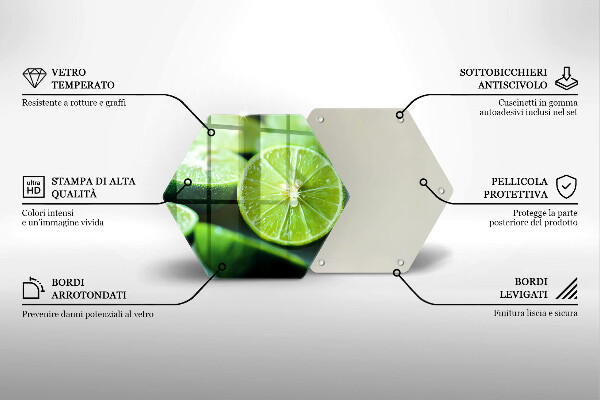 Skärbräda glas sexhörning Lime citrus