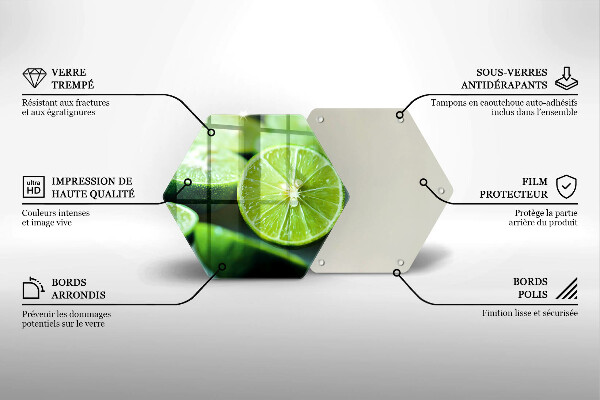 Skärbräda glas sexhörning Lime citrus