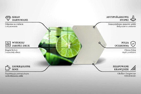 Skärbräda glas sexhörning Lime citrus