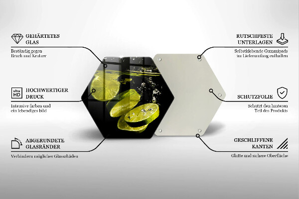 Skärbräda glas sexhörning Lime i vatten