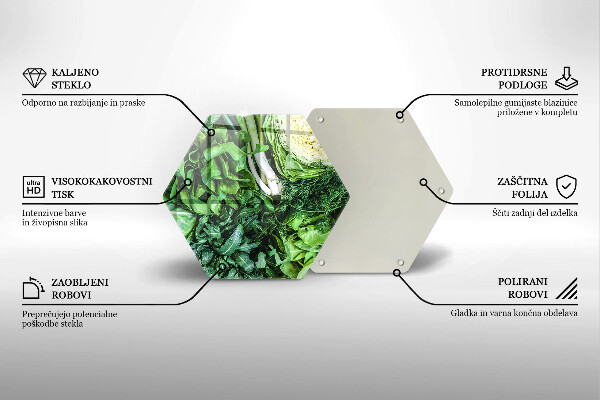 Skärbräda glas sexhörning Gröna grönsaker