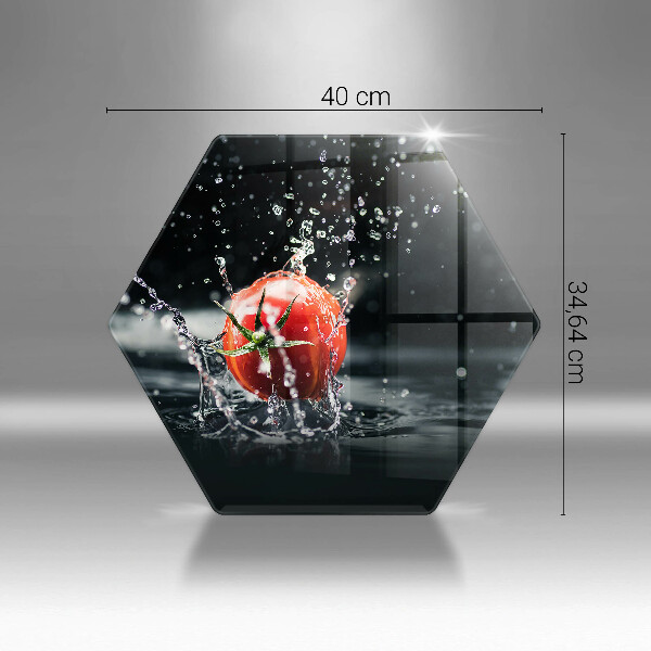 Skärbräda glas sexhörning Tomat i vatten