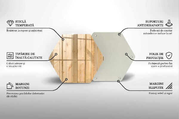 Skärbräda glas sexhörning Ömtåliga träskivor